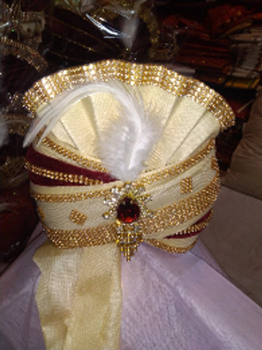 Men's Wedding Turban (Pagdi) Cream Colour